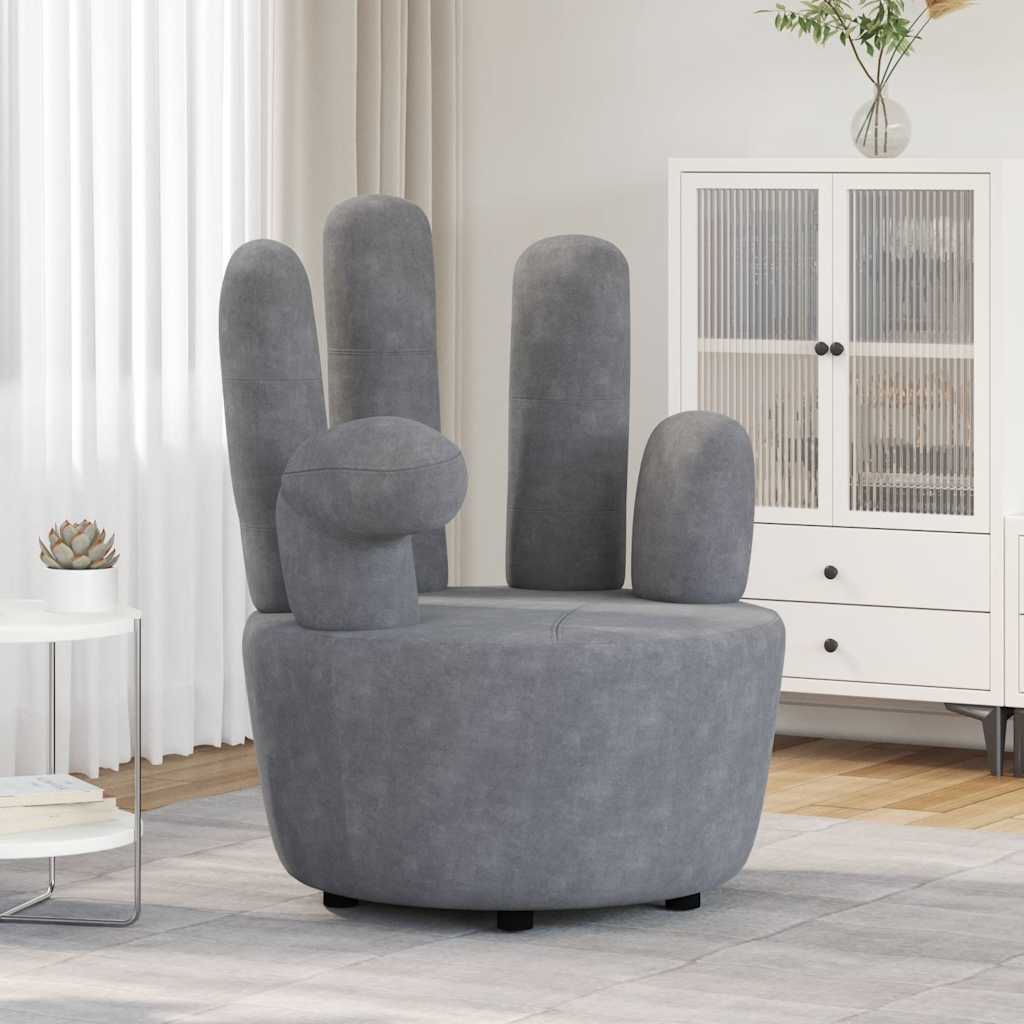 Sessel in Handform Grau Samt