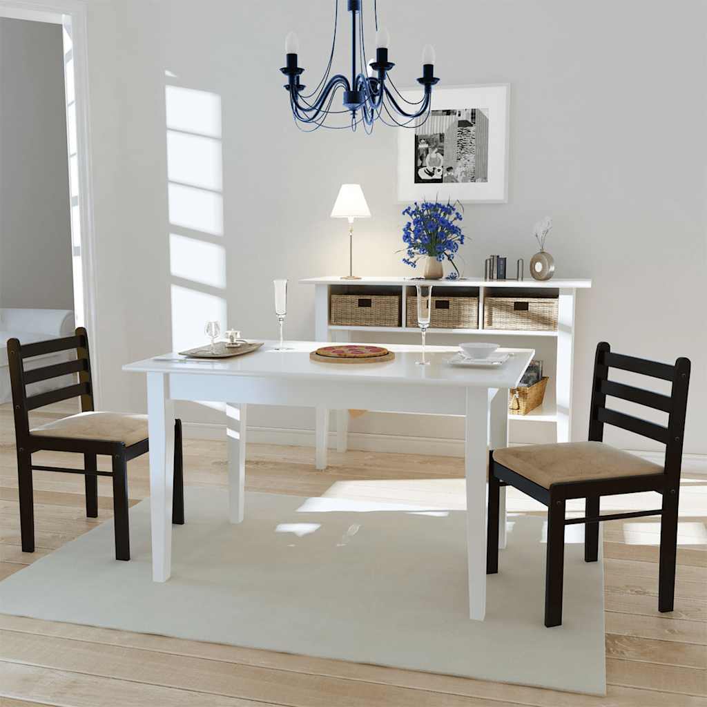 Esszimmerstühle 2 Stk. Braun Massivholz Gummibaum und Samt