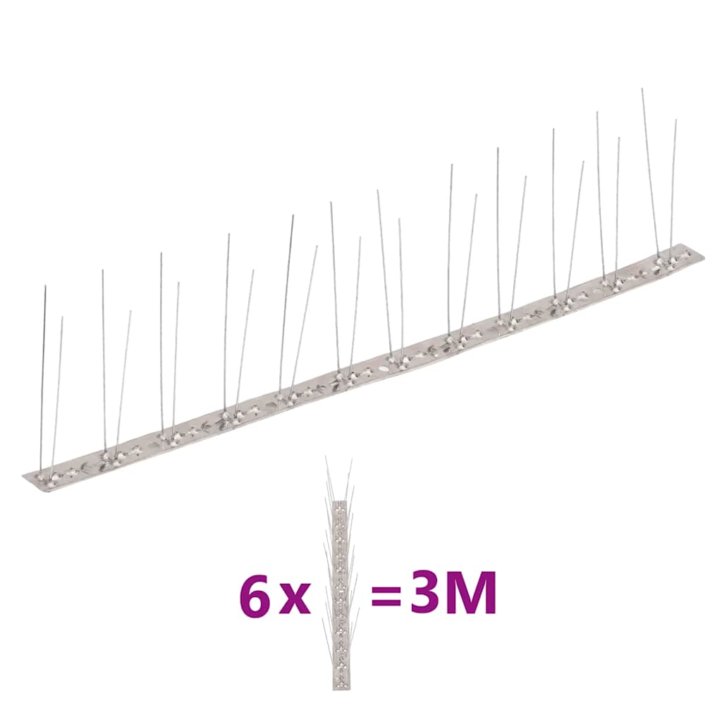 6-tlg. Taubenabwehr Spikes-Set Edelstahl 3 m 2-reihig