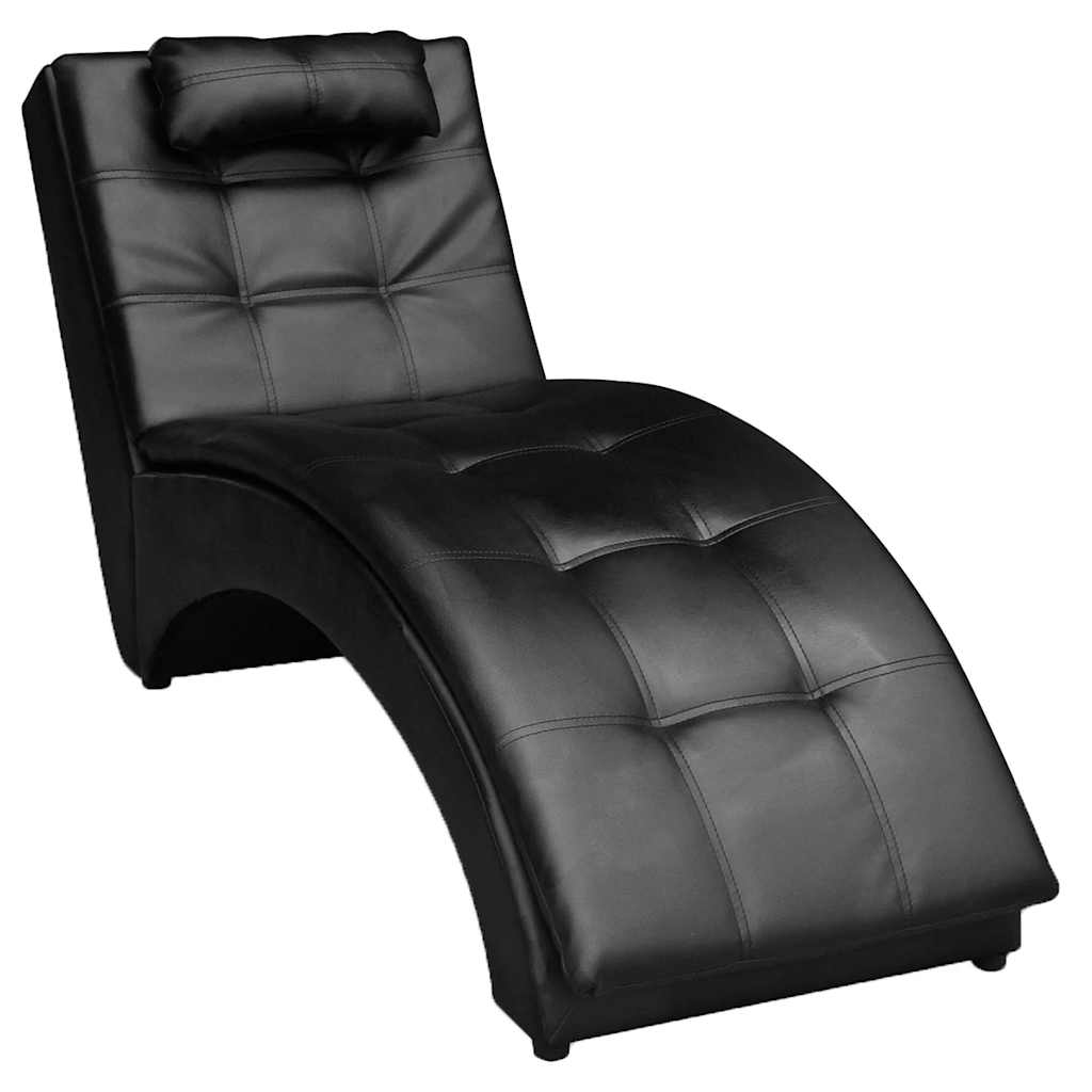 Chaiselongue mit Kissen Schwarz Kunstleder