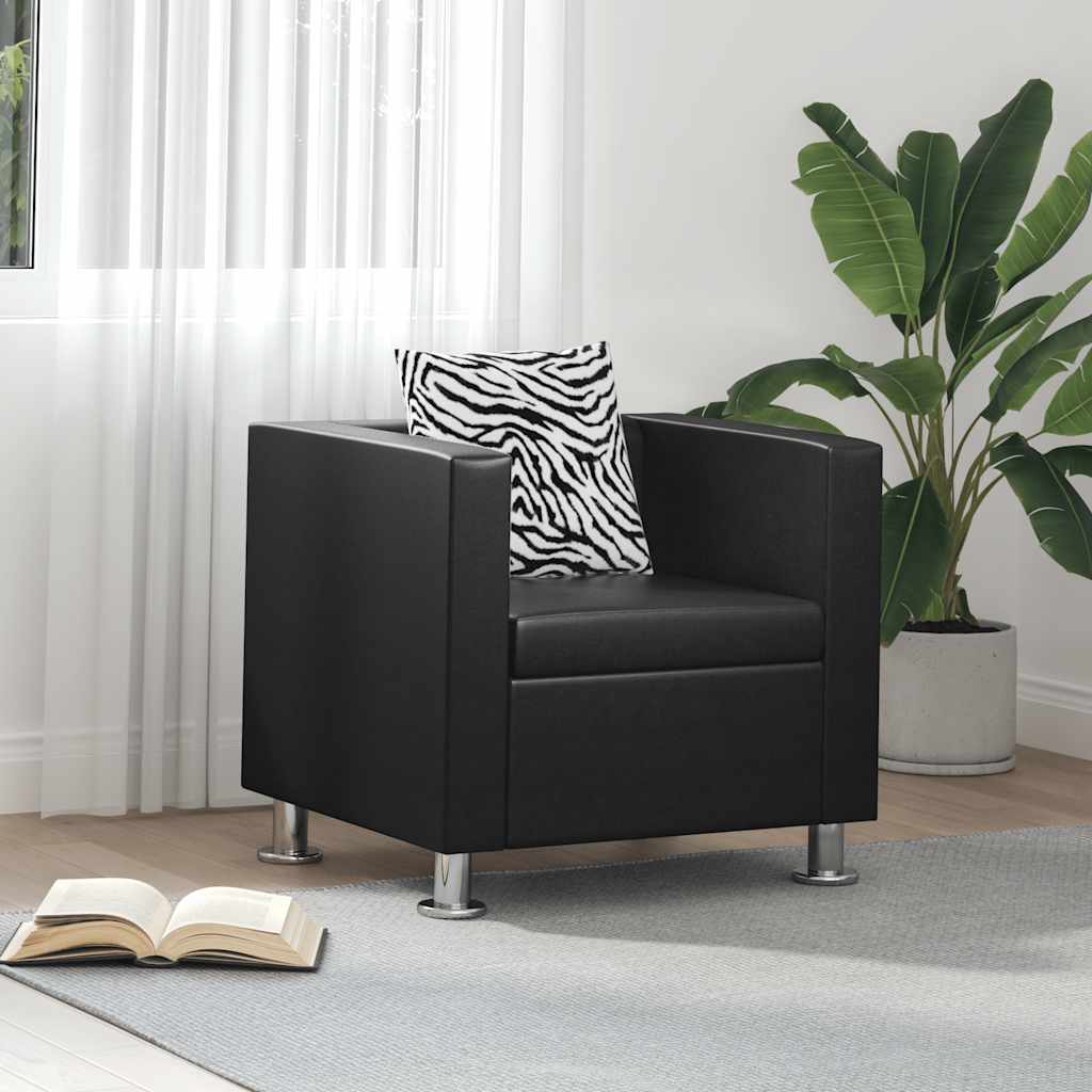 Sessel Schwarz Kunstleder