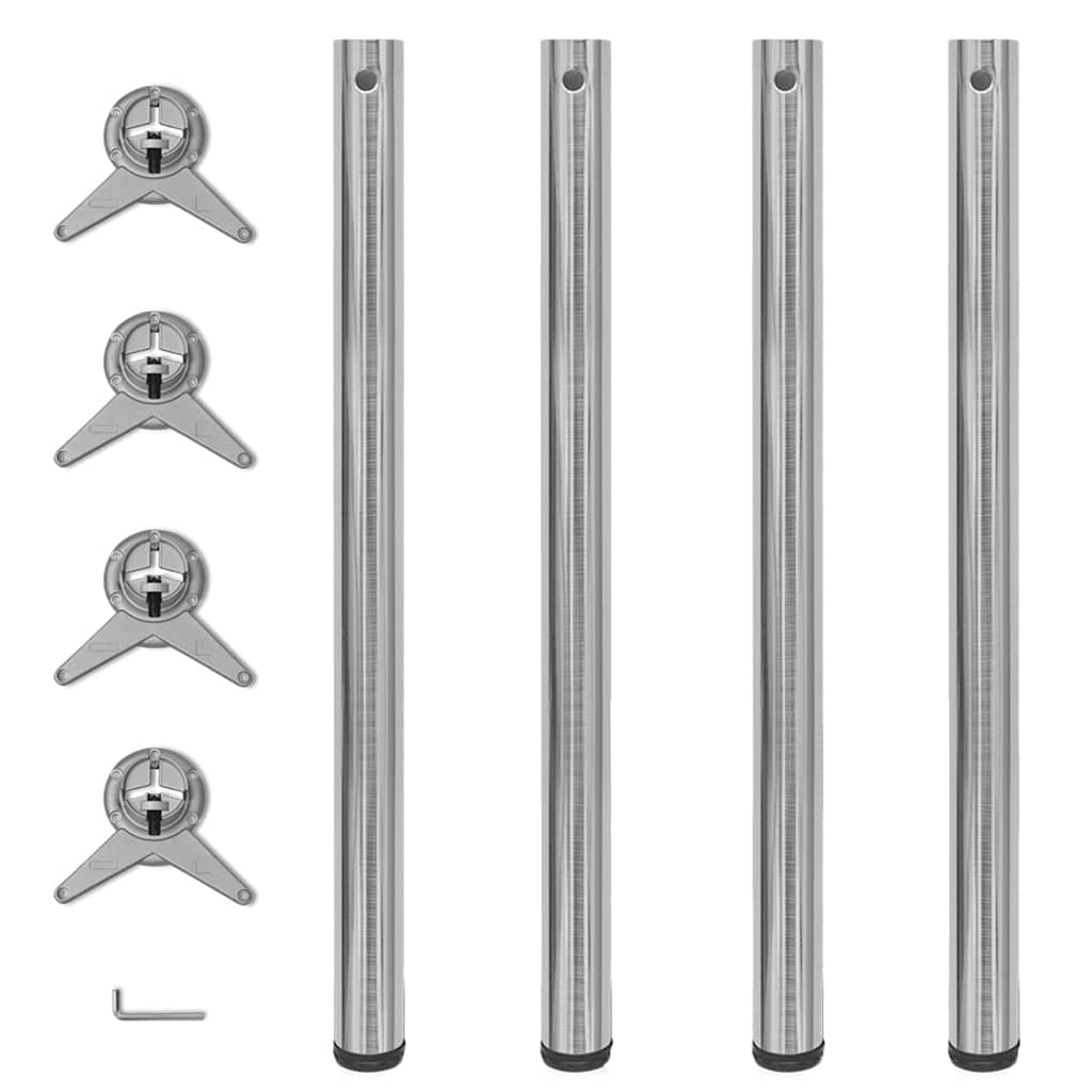 4x höhenverstellbares Tischbein Nickel gebürstet 870 mm