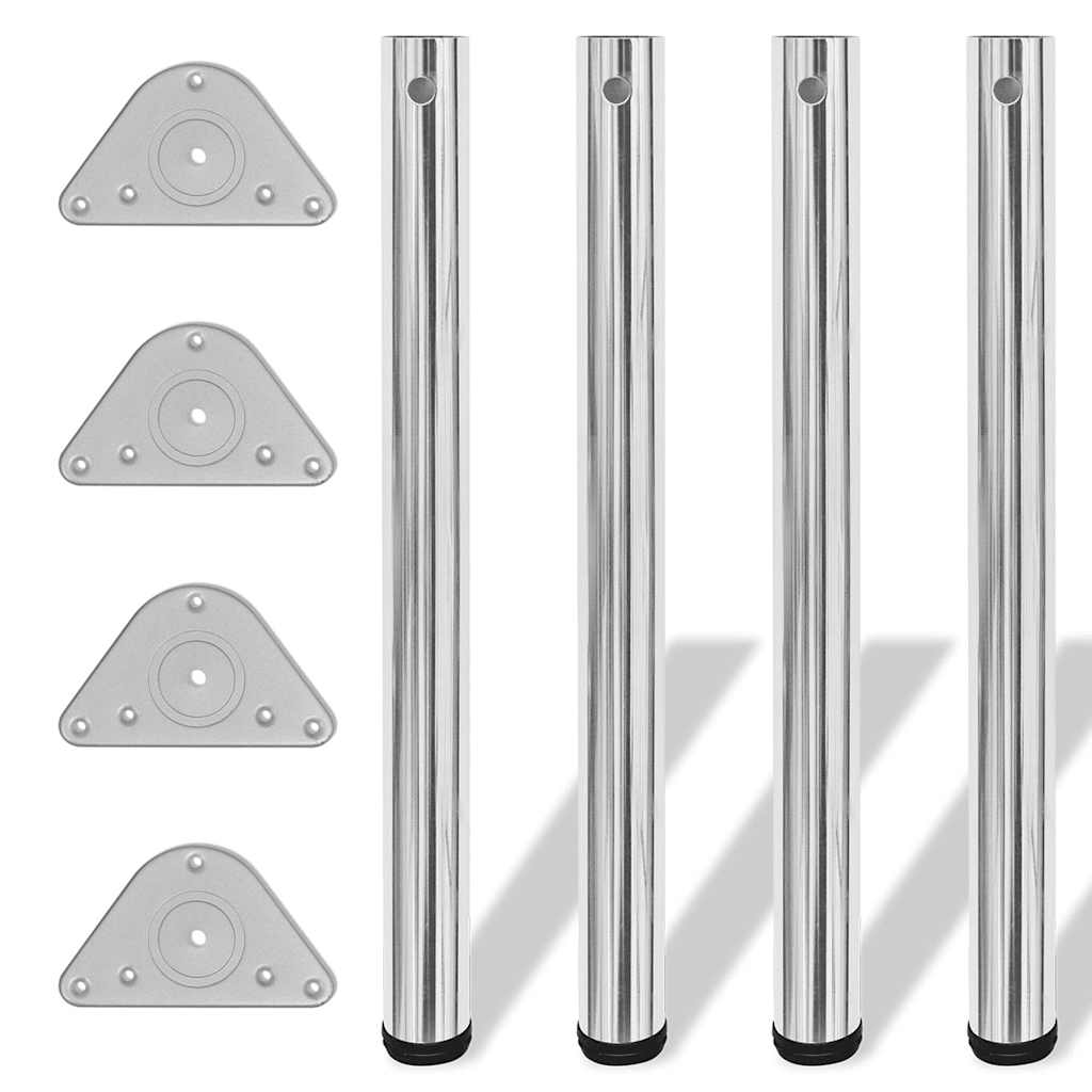 4x höhenverstellbares Tischbein Chrom 710 mm