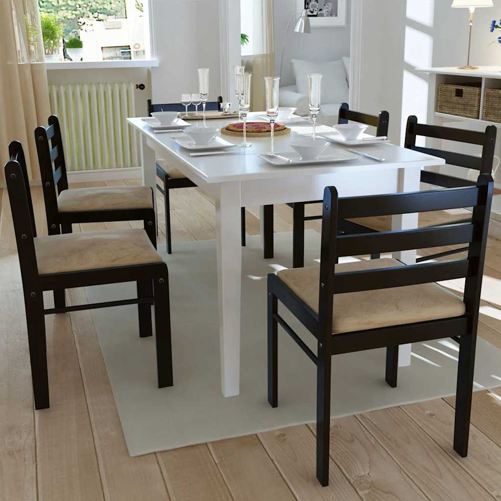 Esszimmerstühle 6 Stk. Braun Massivholz und Samt