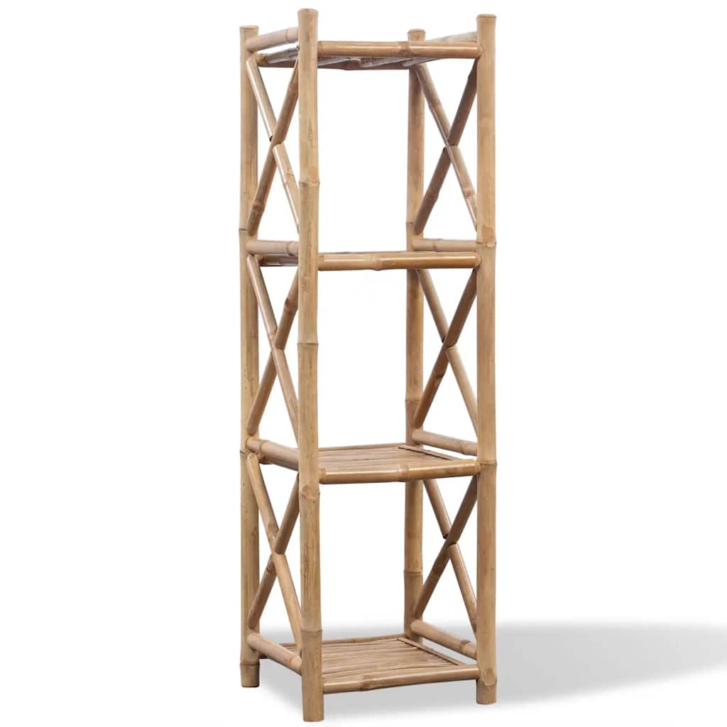 Standregal mit 4 Böden Quadratisch Bambus