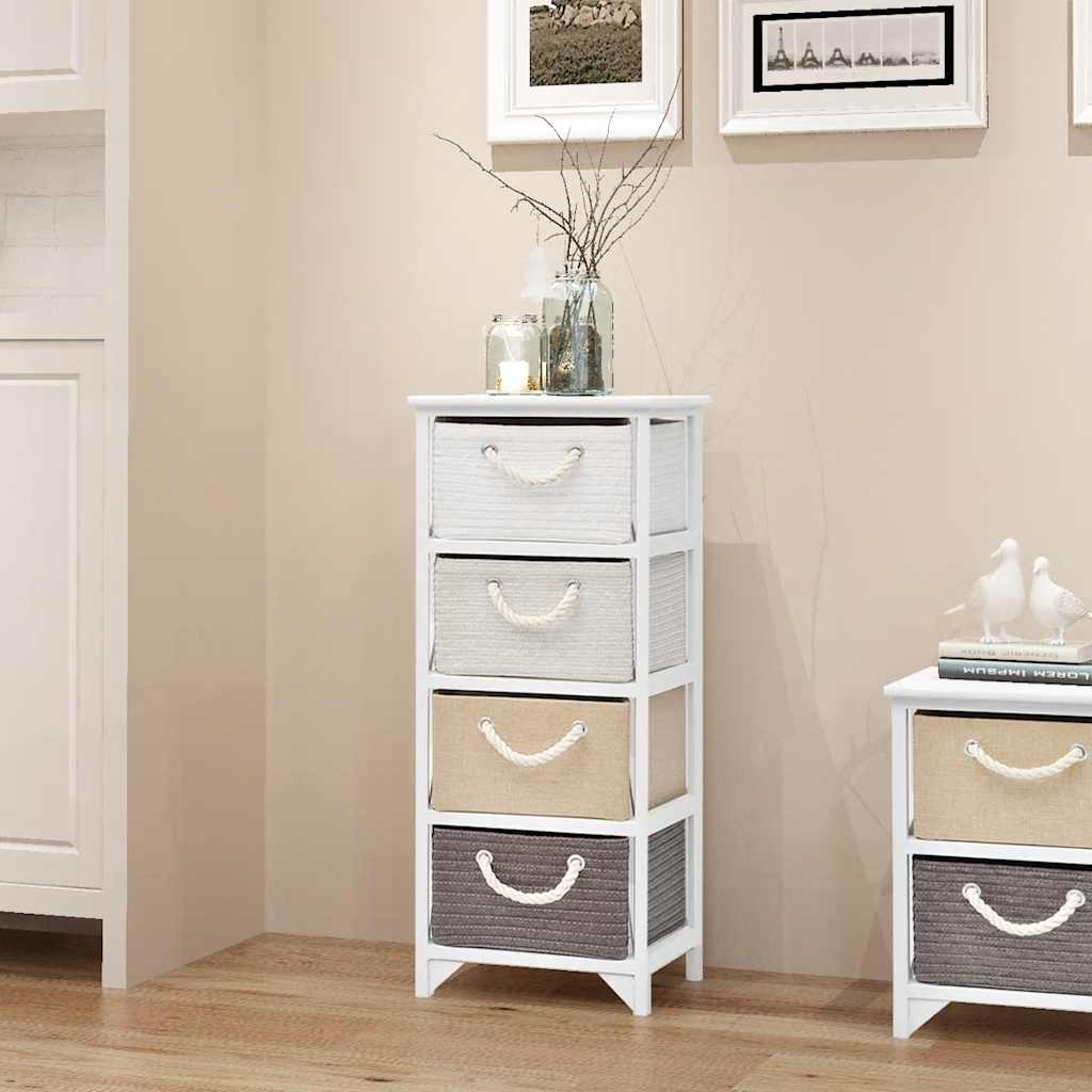 Beistellschrank mit 4 Körben Holz