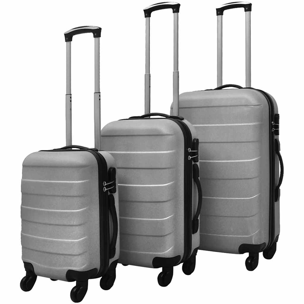 3-tlg. Hartschalenkoffer-Set Silbern 45,5/55/66 cm
