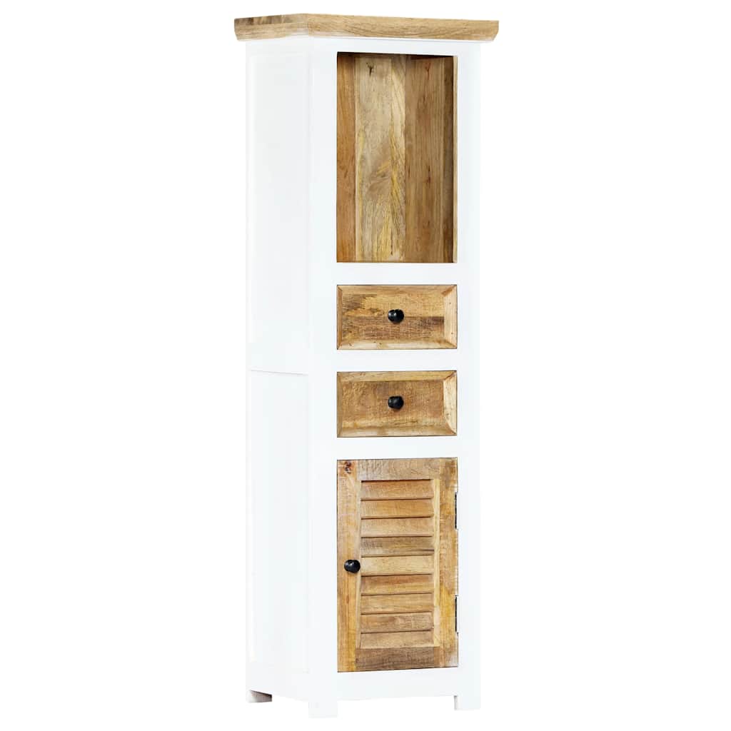 Highboard Weiß und Braun 40x30x128 cm Massivholz Mango