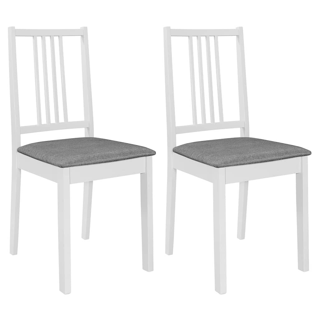 Esszimmerstühle mit Polstern 2 Stk. Weiß Massivholz