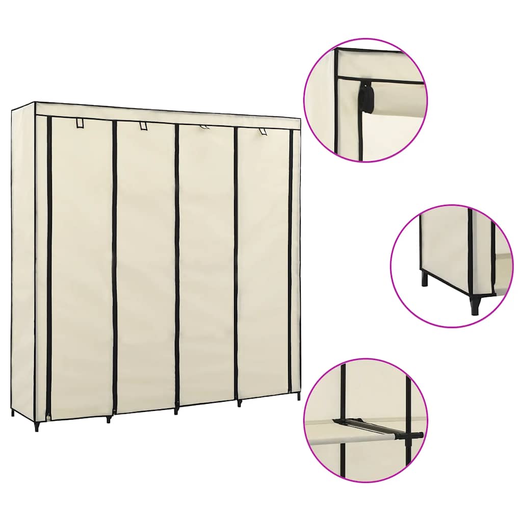 Kleiderschrank mit 4 Fächern Creme 175 x 45 x 170 cm