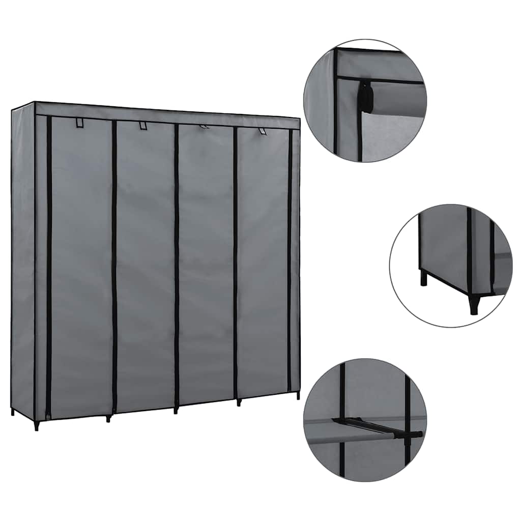 Kleiderschrank mit 4 Fächern Grau 175 x 45 x 170 cm