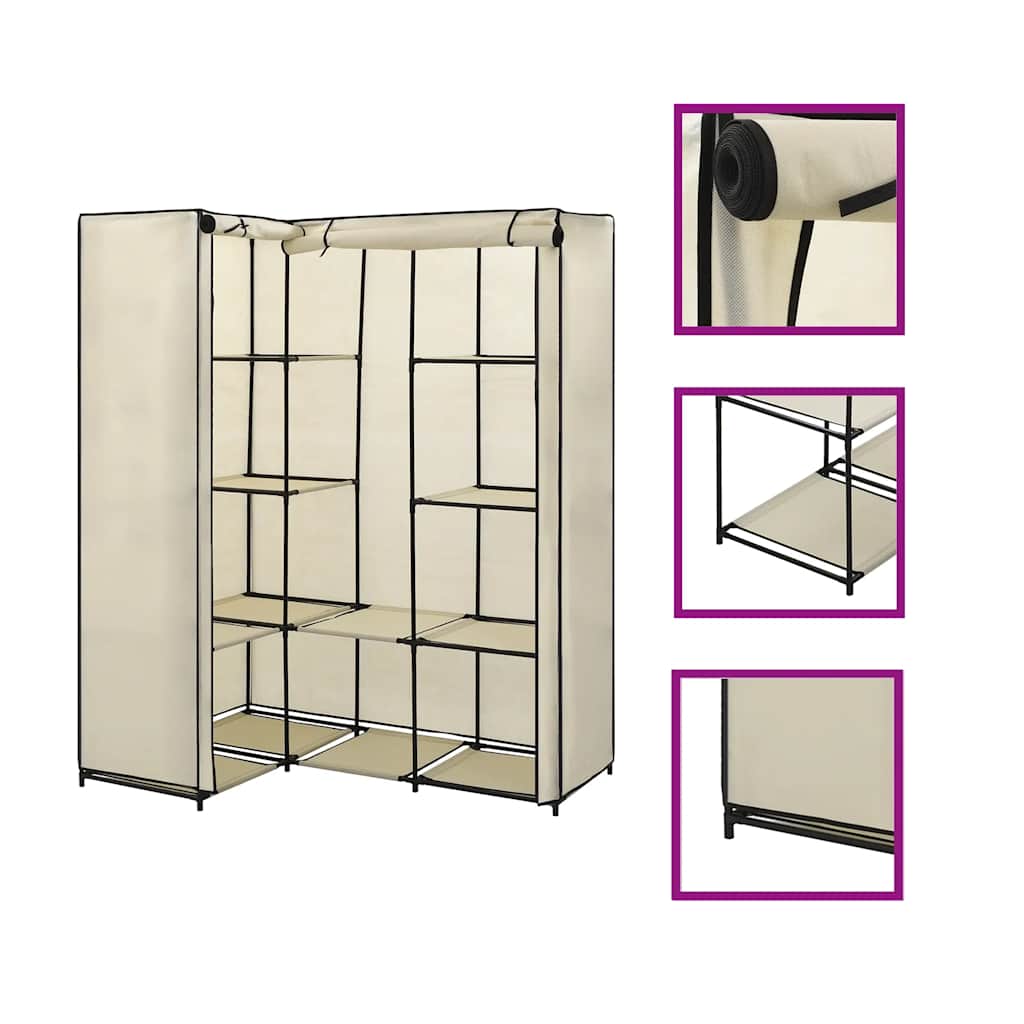 Eckkleiderschrank Creme 130 x 87 x 169 cm