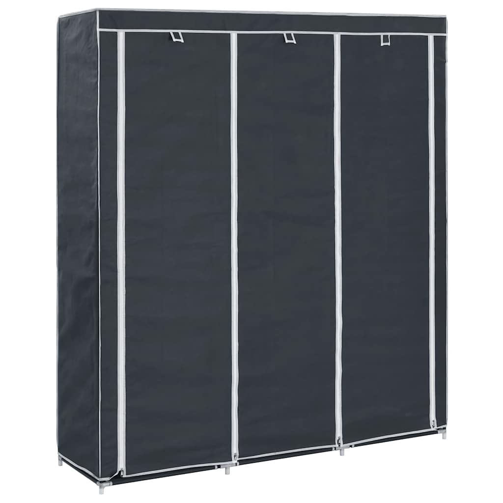 Kleiderschrank mit Fächern Stangen Schwarz 150x45x175cm Stoff