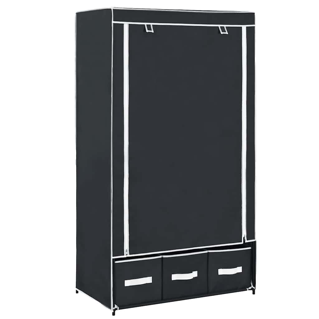 Kleiderschrank Schwarz 87 x 49 x 159 cm Stoff