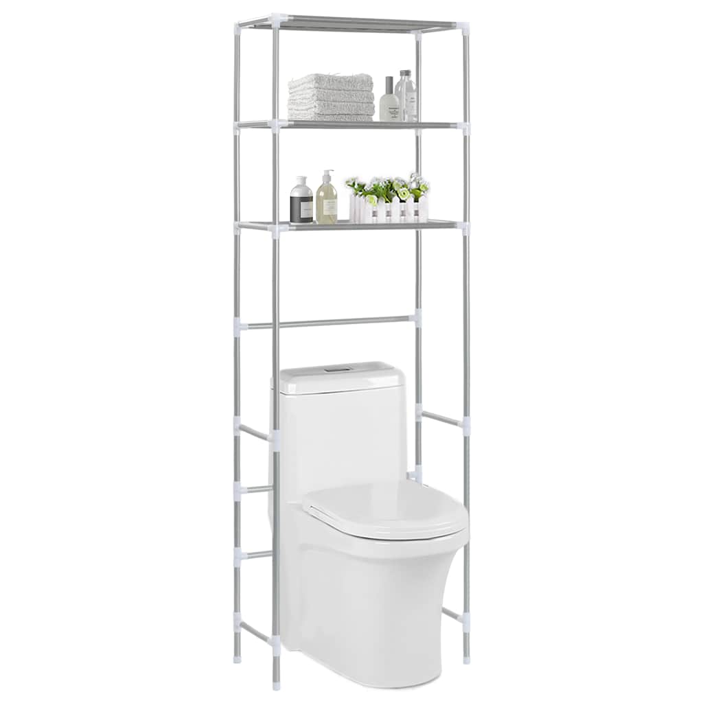 Toilettenregal 3 Ablagen Silbern 53x28x169 cm