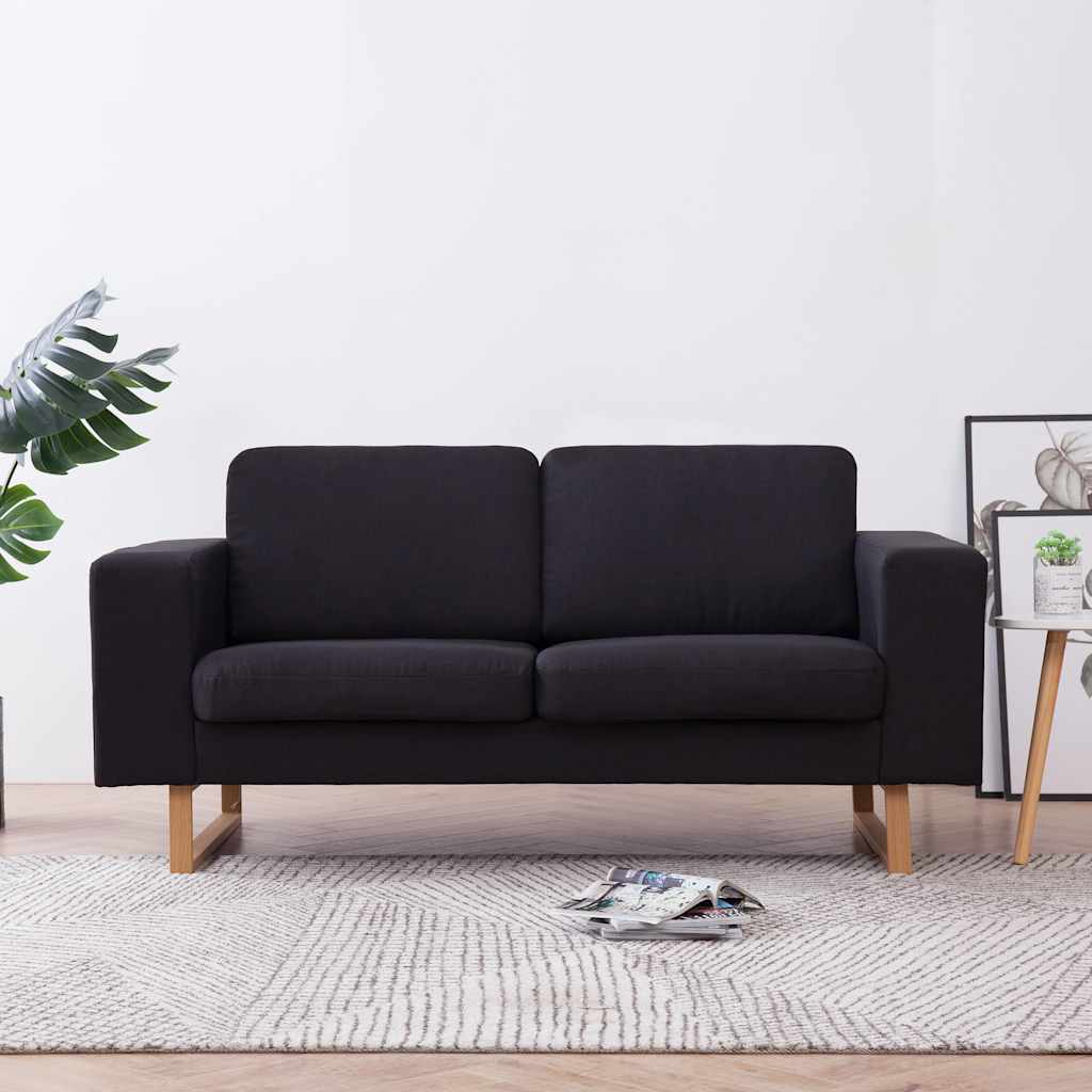 2-Sitzer-Sofa Stoff Schwarz