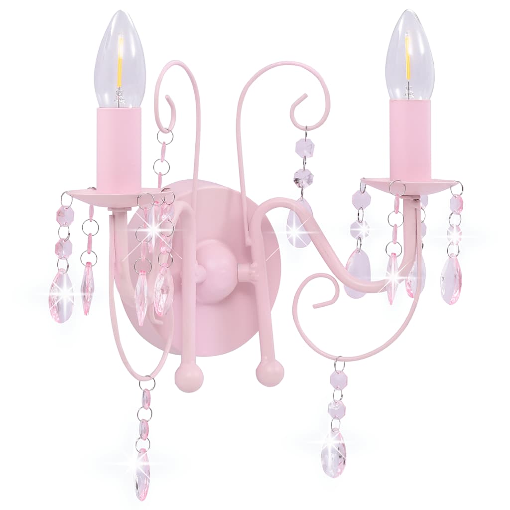 Wandleuchte mit Perlen Rosa 2 × E14-Fassungen