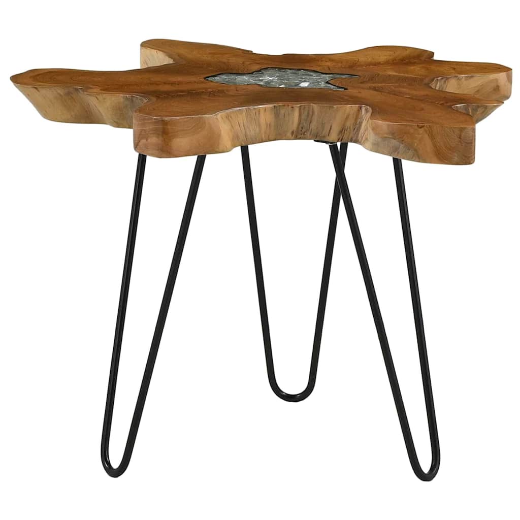 Couchtisch 70 x 45 cm Massivholz Teak und Polyresin