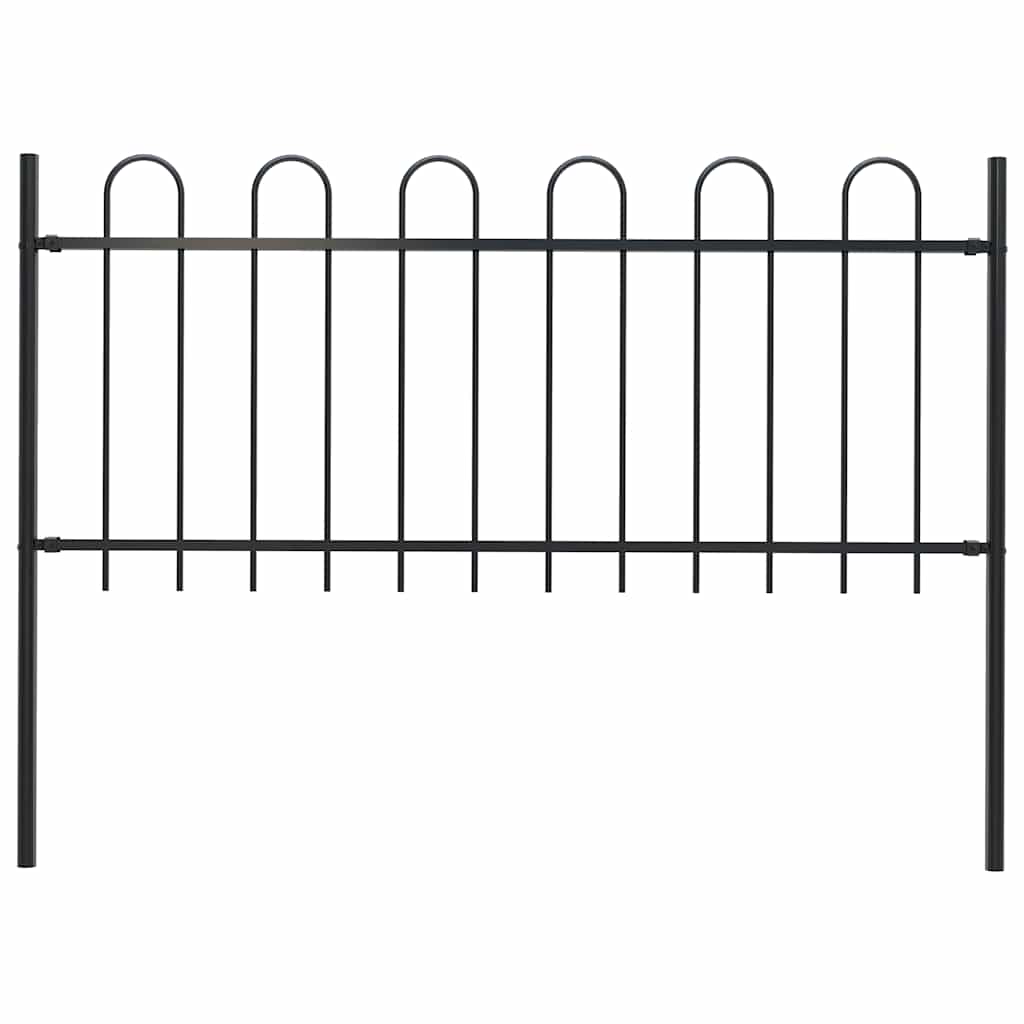 Gartenzaun BOXTEL mit Bügelaufsatz Stahl 170 x 80 cm Schwarz