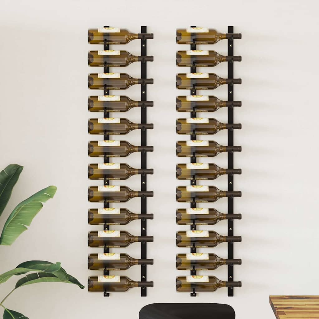 Wand-Weinregale für 12 Flaschen 2 Stk. Schwarz Eisen