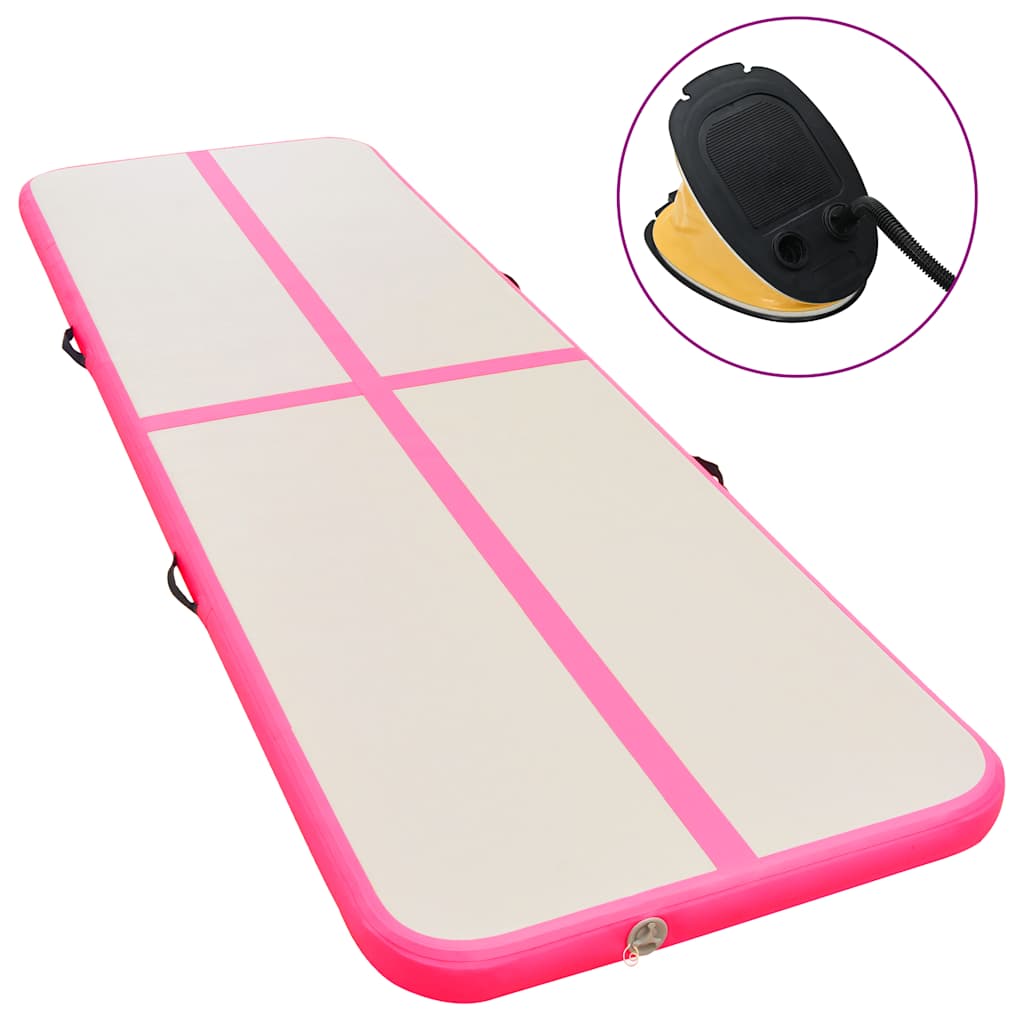 Aufblasbare Gymnastikmatte mit Pumpe 300×100×10 cm PVC Rosa