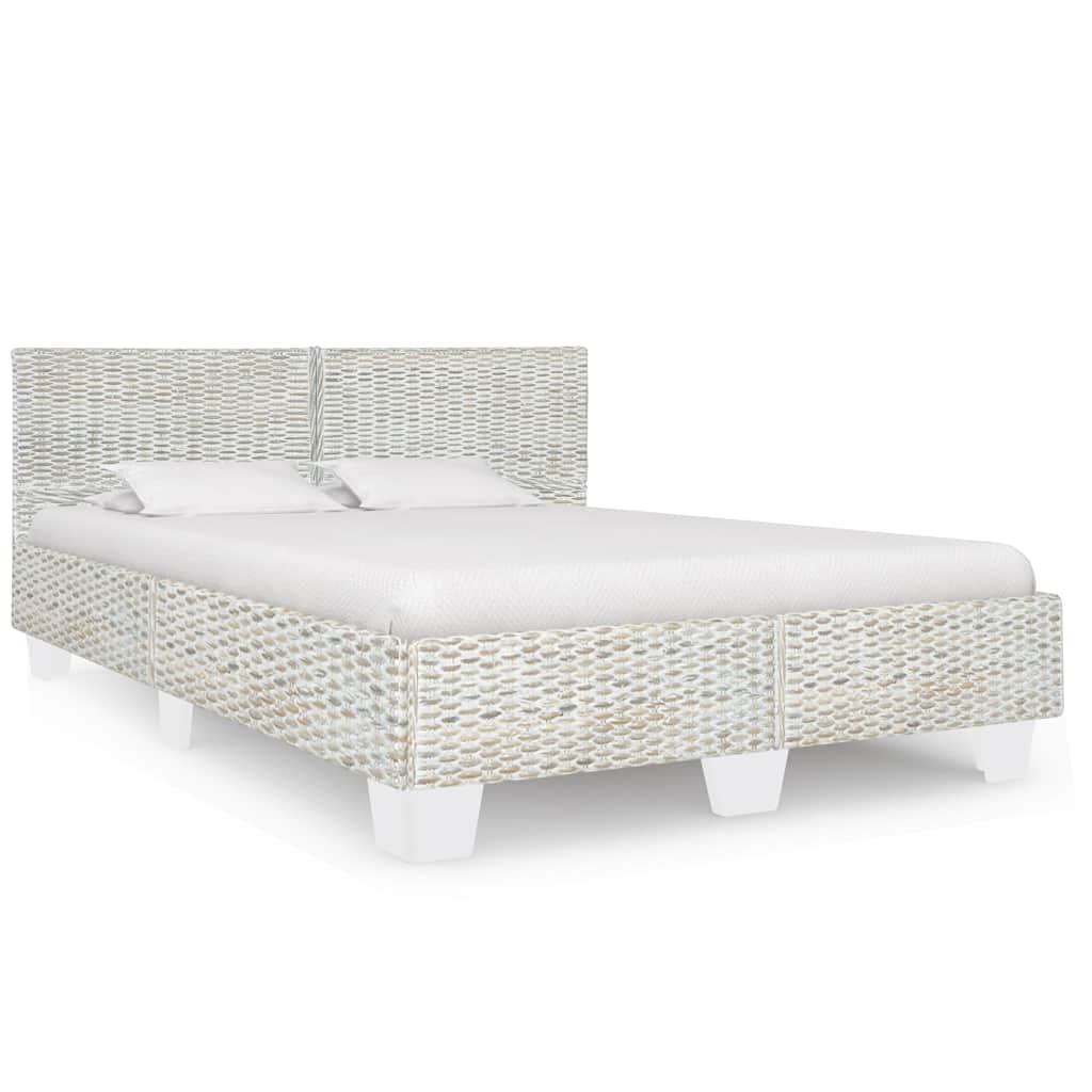 Bettgestell Grau Natur Rattan 160 x 200 cm
