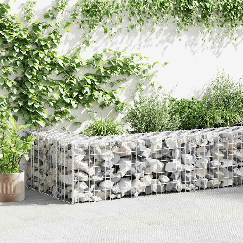 Gabionenwand mit Abdeckung 300×50×50 cm Verzinkter Stahl