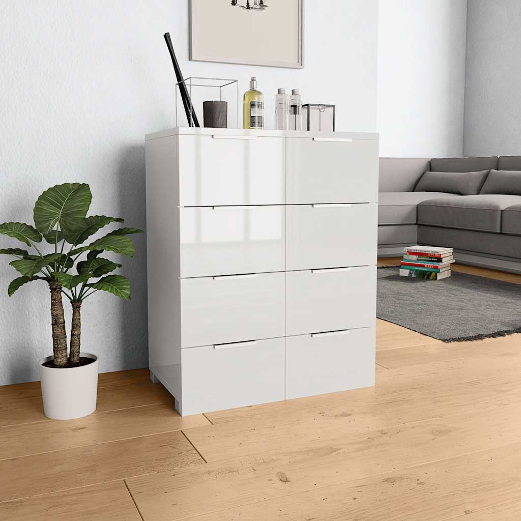 Sideboard Hochglanz-Weiß 60x35x80 cm Holzwerkstoff