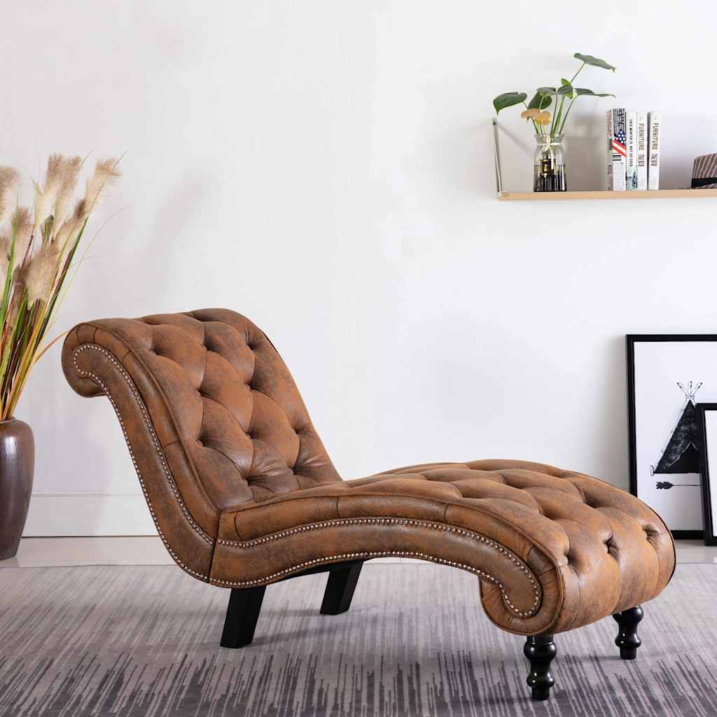 Chaiselongue Braun Wildleder-Optik