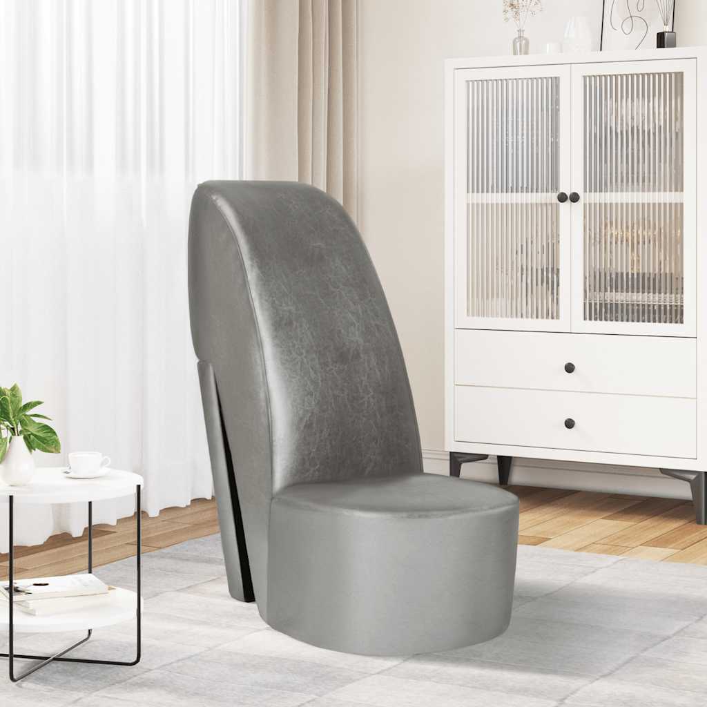 Stuhl in Stöckelschuh-Form Silbern Kunstleder
