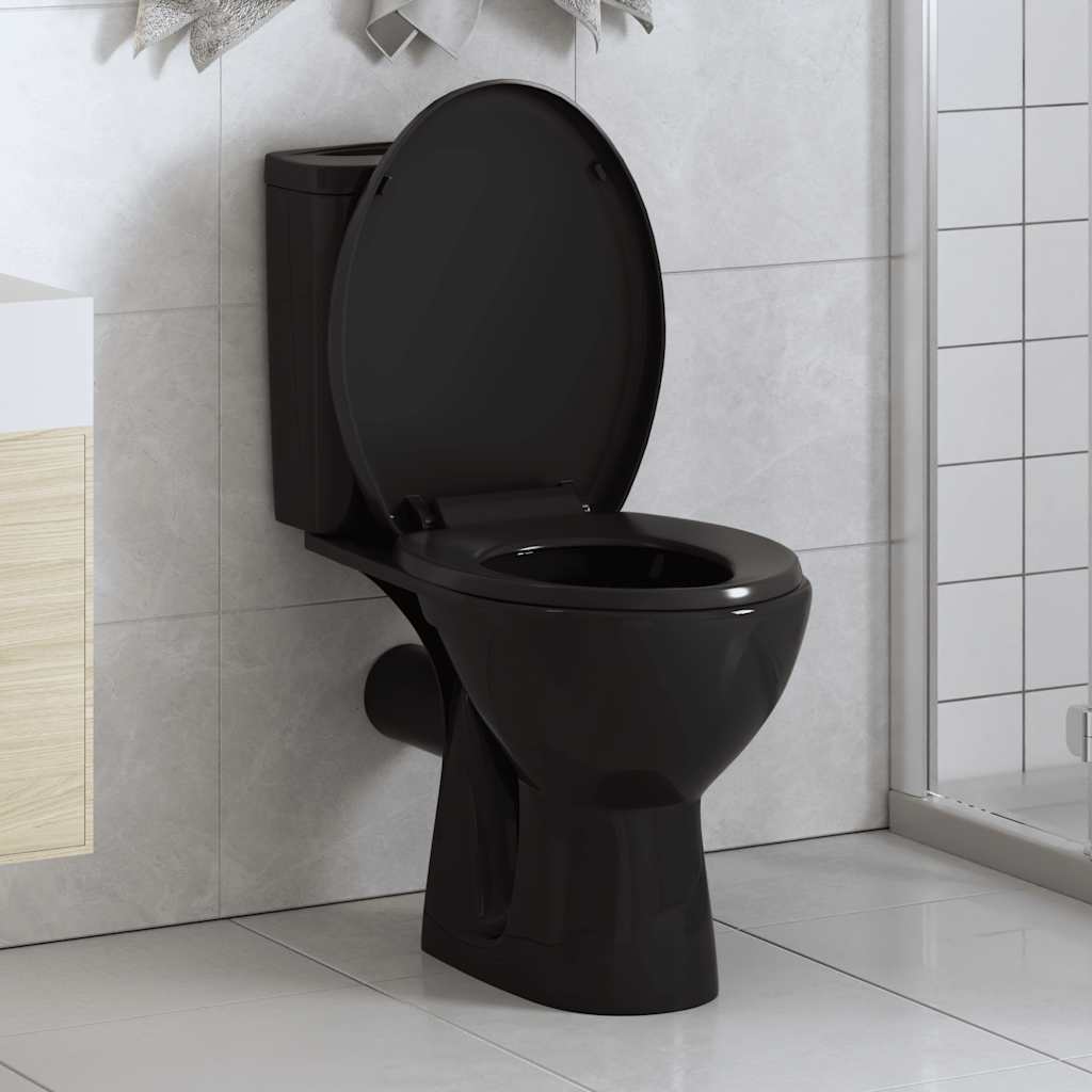Toilettensitz mit Absenkautomatik und Quick-Release Schwarz