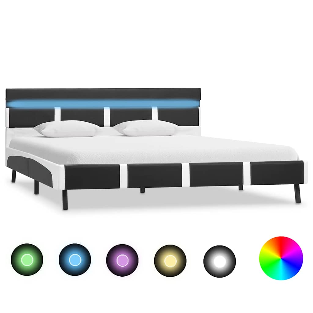Bettgestell mit LED Grau Kunstleder 120×200 cm