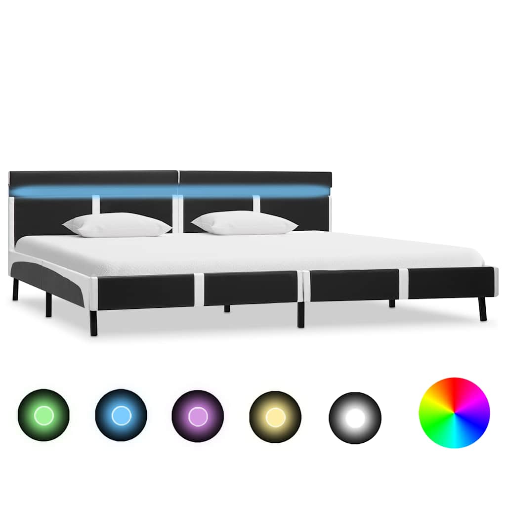Bettgestell mit LED Grau Kunstleder 180x200 cm