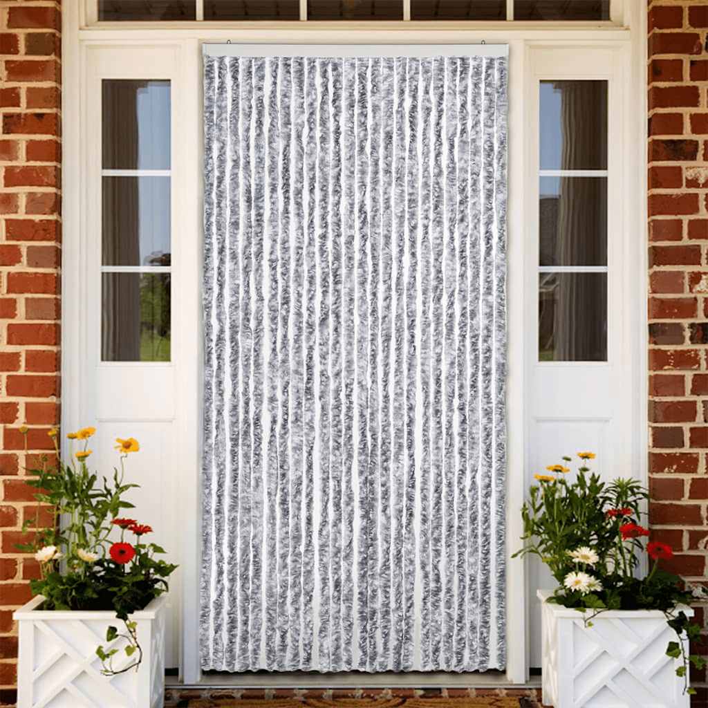 Insektenschutz-Vorhang Weiß und Grau 100x220 cm Chenille