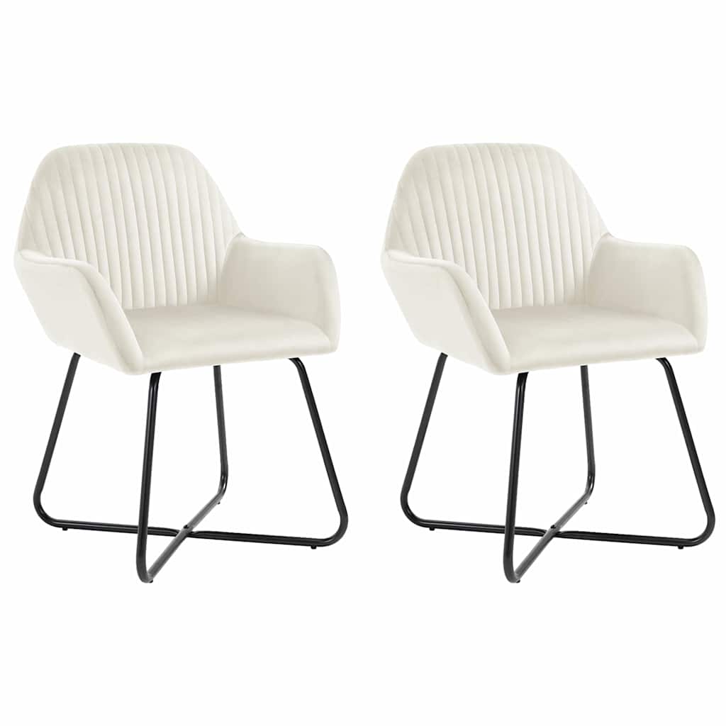 Esszimmerstühle 2 Stk. Creme Samt