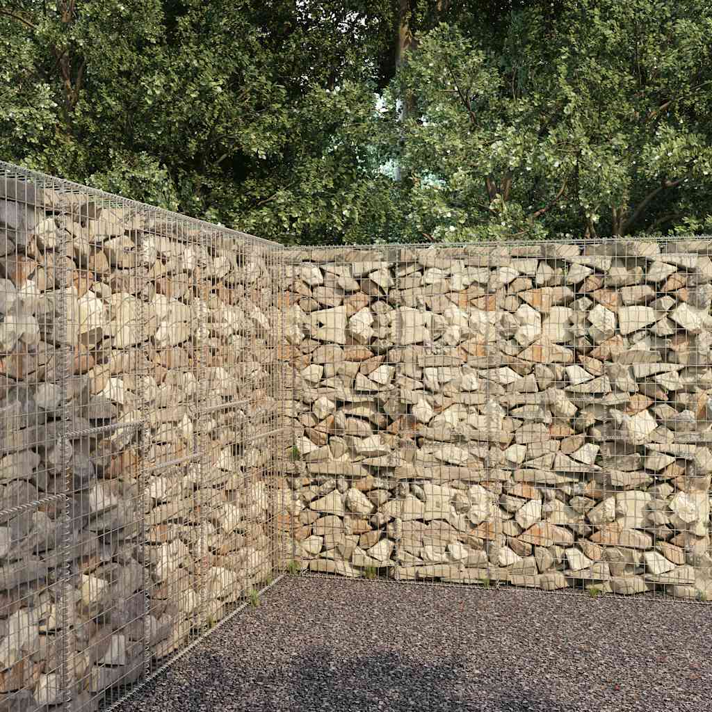 Gabionenwand mit Abdeckung Verzinkter Stahl 300 x 50 x 200 cm