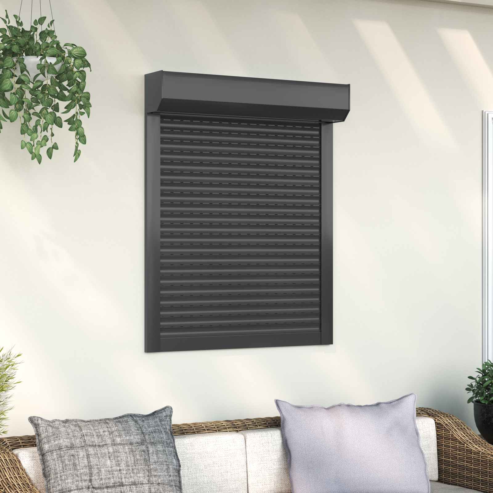 Rollladen Anthrazit 70 x 100 cm Aluminium und Polyurethan