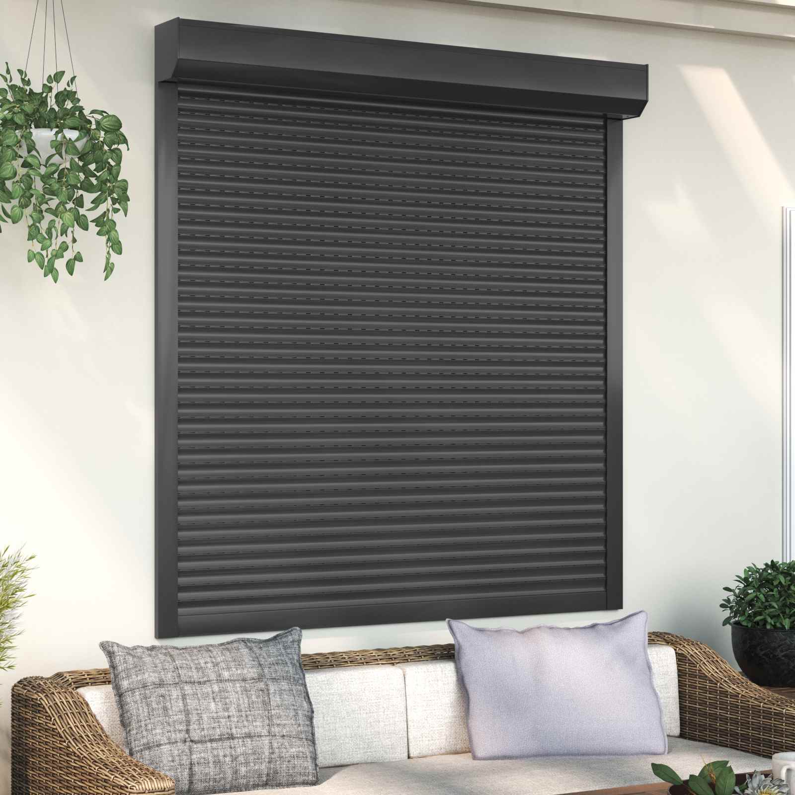 Rollladen Anthrazit 140 x 150 cm Aluminium und Polyurethan