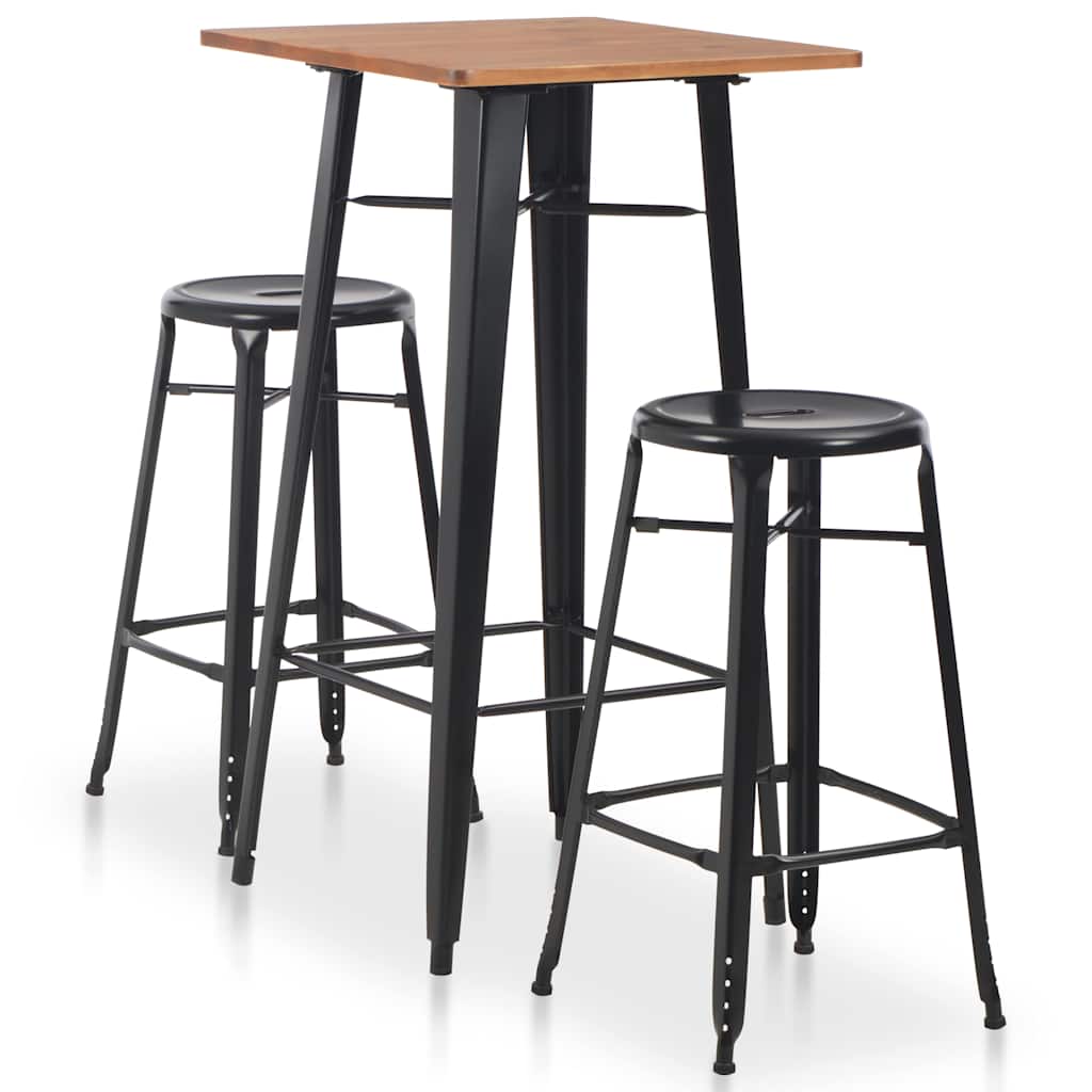 3-teiliges Bar-Set Stahl Schwarz