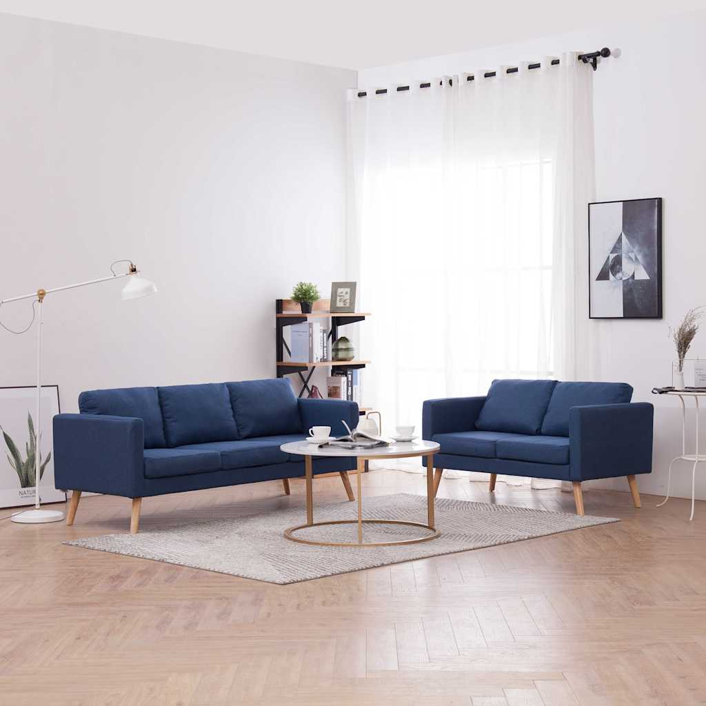 2-tlg. Sofagarnitur Stoff Blau