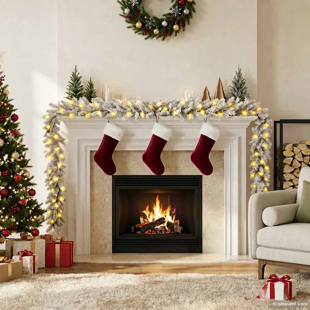 Weihnachtsgirlande mit LED-Lichtern 20 m Weiß