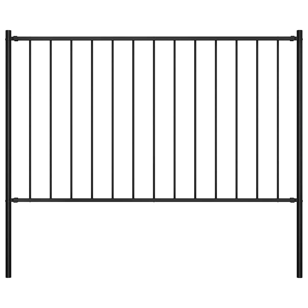 Zaunelement Woerden mit Pfosten Stahl 1,7 x 1,25 m Schwarz