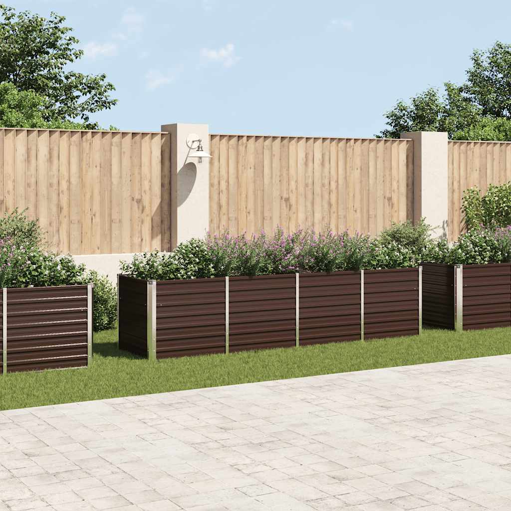 Garten-Hochbeet Braun 320 x 80 x 77 cm Verzinkter Stahl