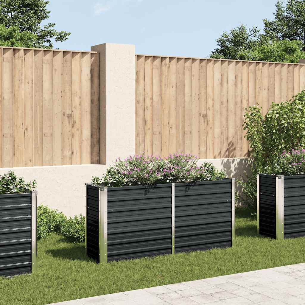 Garten-Hochbeet Anthrazit 160 x 40 x 77 cm Verzinkter Stahl