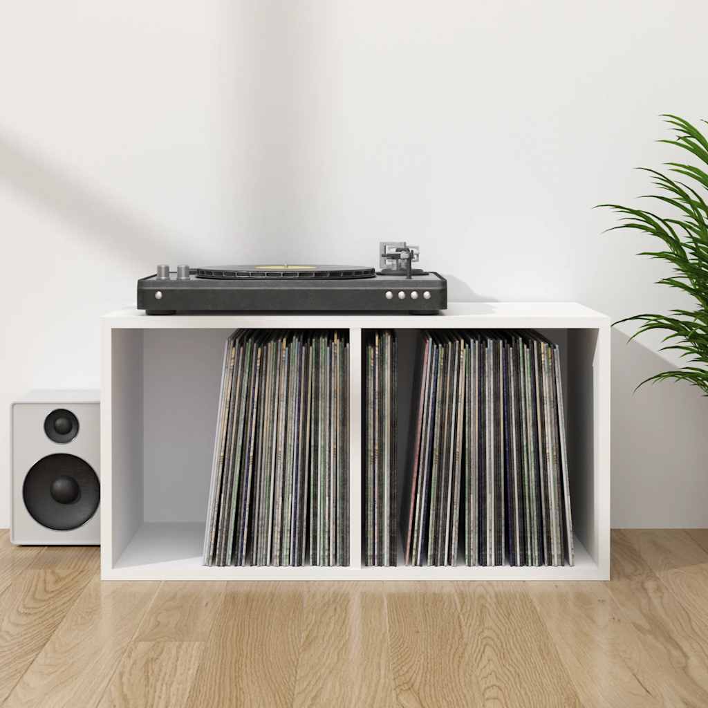 Schallplatten-Aufbewahrungsbox Weiß 71x34x36 cm Holzwerkstoff