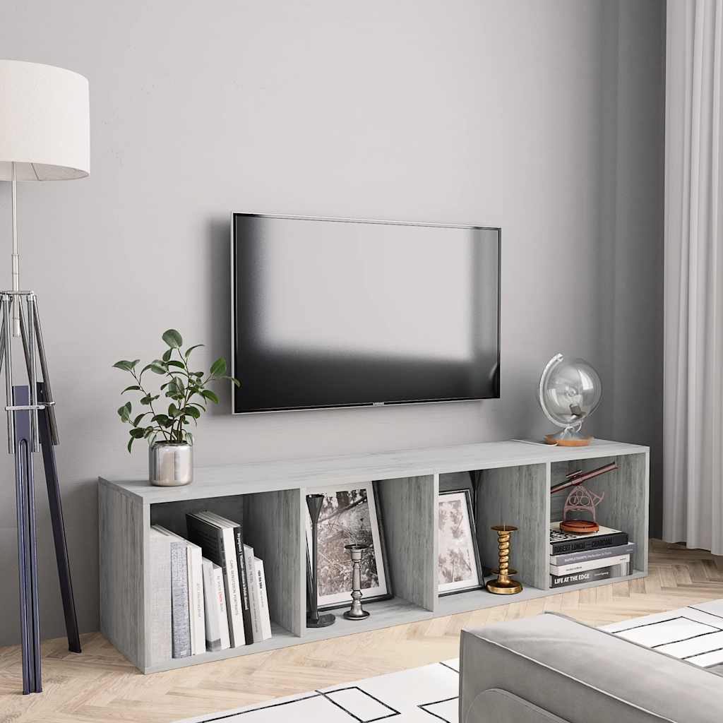 Bücherregal/TV-Schrank Betongrau 143×30×36 cm