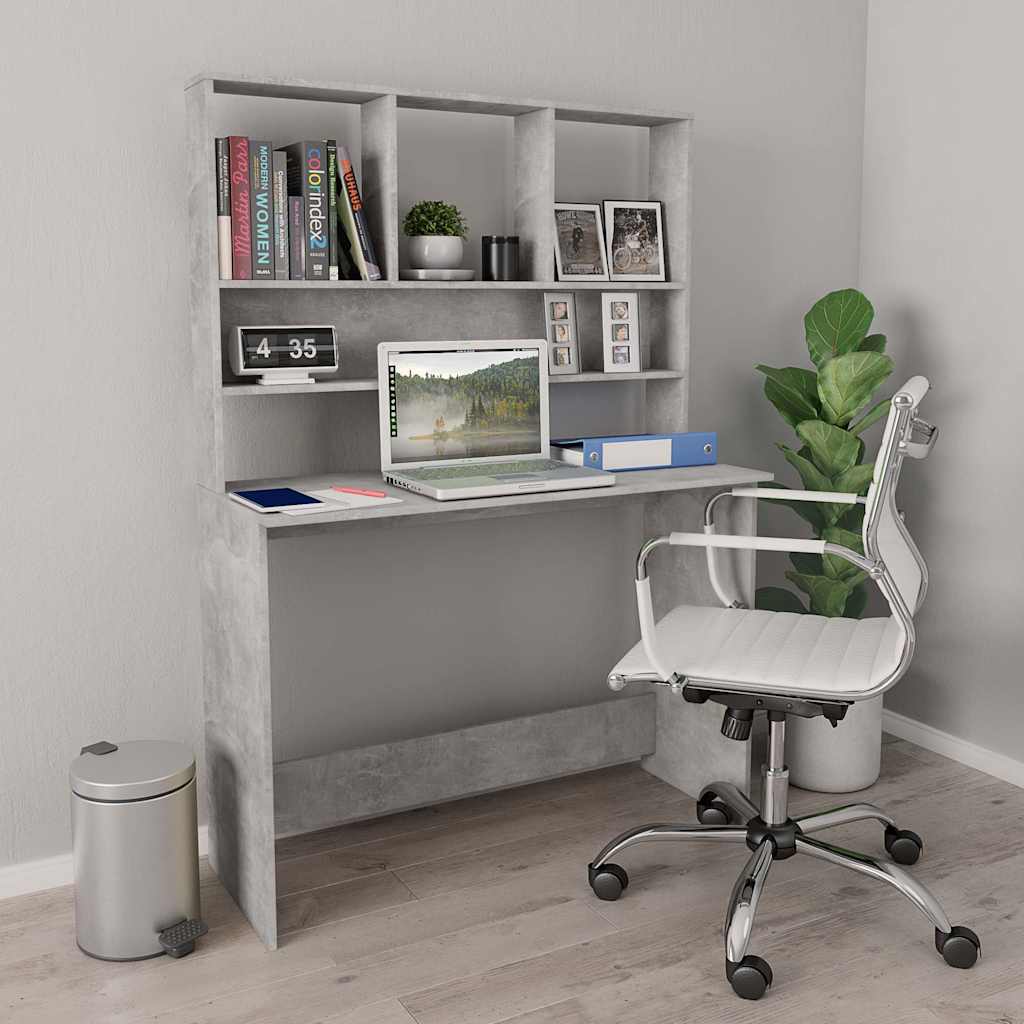 Schreibtisch mit Regalen Betongrau 110x45x157 cm Holzwerkstoff