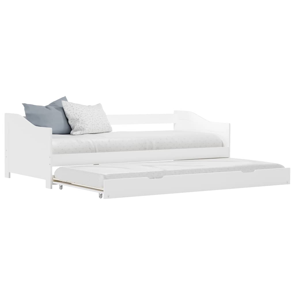 Ausziehsofa Bettgestell Weiß Kiefernholz 90×200 cm