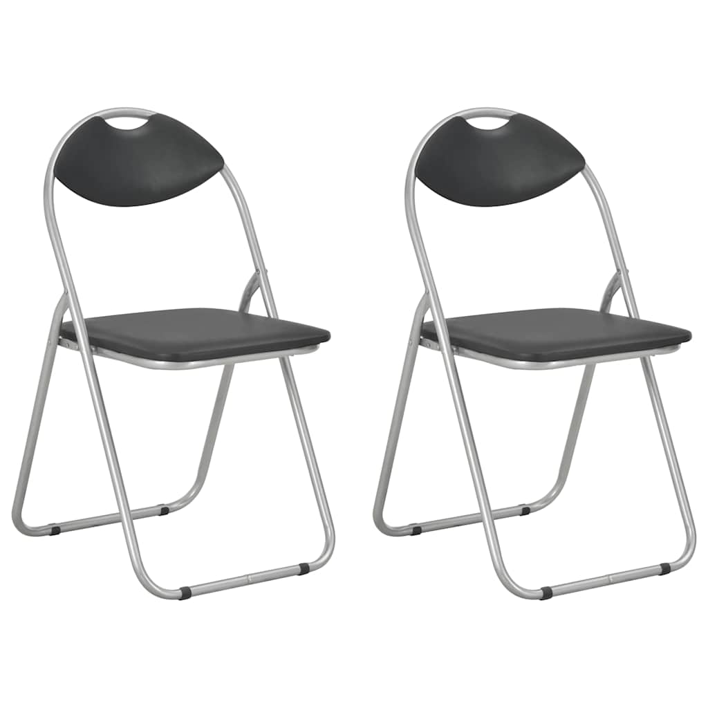 Klappstühle, 2 Stück, schwarzes Kunstleder