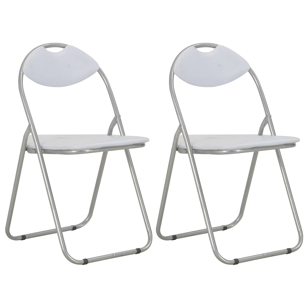 Klappstühle, 2 Stück, weißes Kunstleder